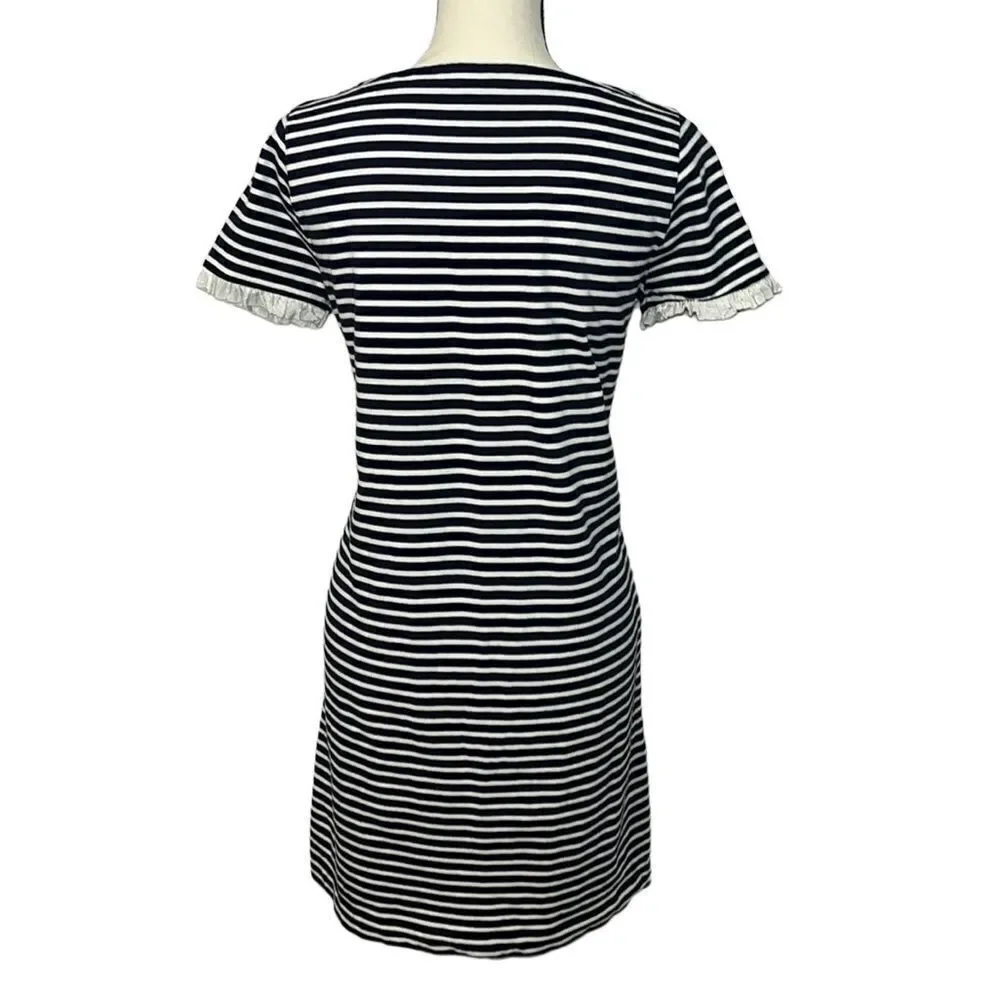 J. Crew Striped Poplin-Trimmed Dress